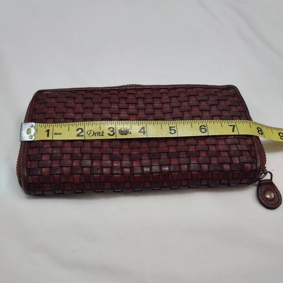 Ashwood Leather Cognac Brick Woven Zip Clutch Wallet - Picture 7 of 8